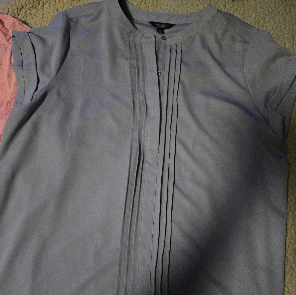 Simply Vera Vera Wang Sky Blue Pleated Blouse